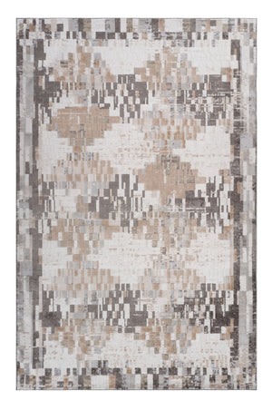 Homeroots 7' X 10' Cream And Brown Abstract Distressed Area Rug  Polyester 559006