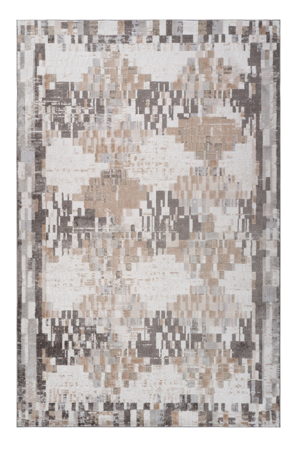 Homeroots 7' X 10' Cream And Brown Abstract Distressed Area Rug  Polyester 559006