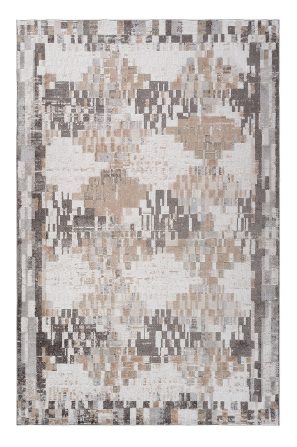 Homeroots 7' X 10' Cream And Brown Abstract Distressed Area Rug  Polyester 559006