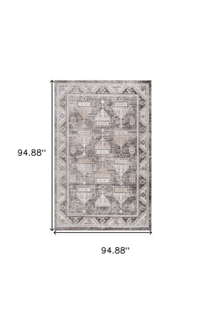 Homeroots 8' X 11' Cream And Brown Abstract Distressed Area Rug  Polyester 559007