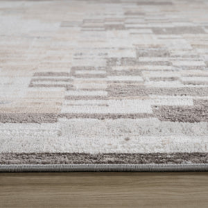 Homeroots 8' X 11' Cream And Brown Abstract Distressed Area Rug  Polyester 559007