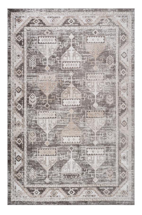 Homeroots 8' X 11' Cream And Brown Abstract Distressed Area Rug  Polyester 559007