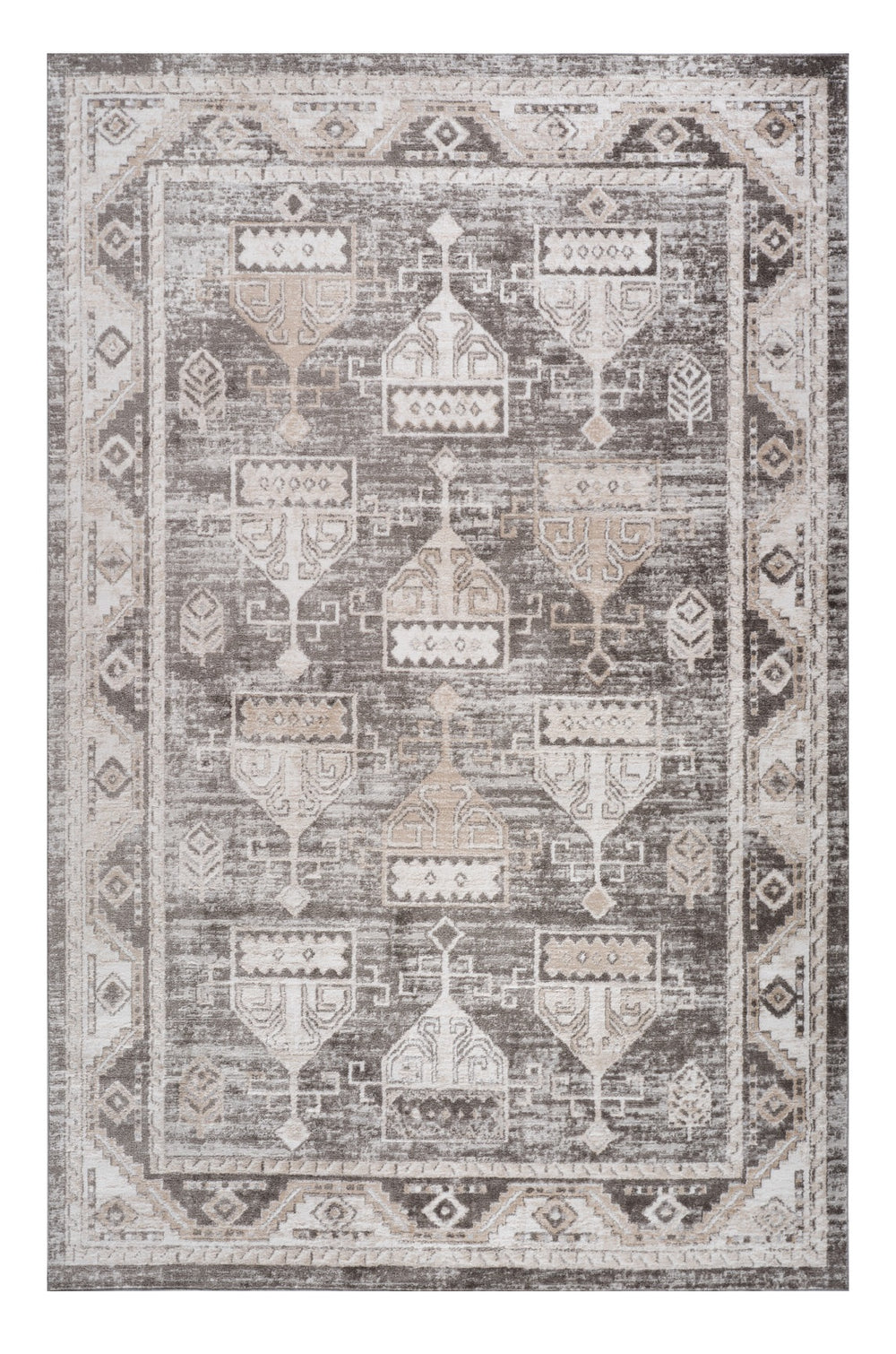 Homeroots 8' X 11' Cream And Brown Abstract Distressed Area Rug  Polyester 559007