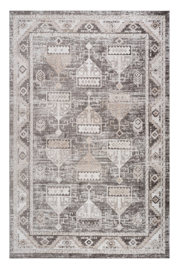 Homeroots 8' X 11' Cream And Brown Abstract Distressed Area Rug  Polyester 559007