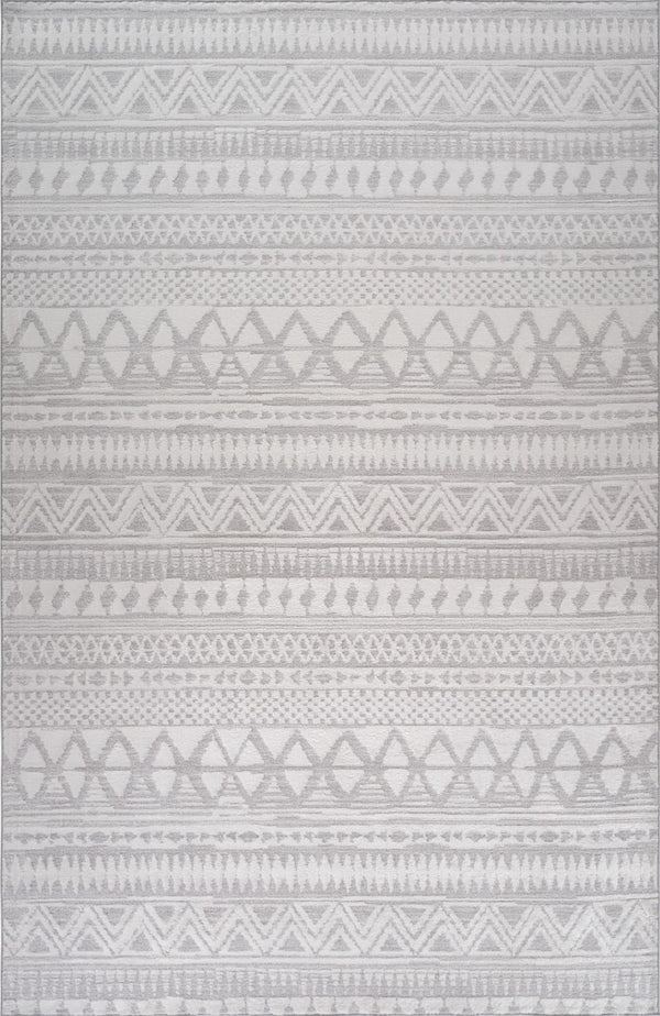 HomeRoots 5' Gray and Cream Abstract Distressed Area Rug - Modern, Stain-Resistant, Perfect for Any Room 7' X 10' 559010