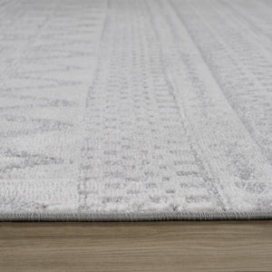 HomeRoots 5' Gray and Cream Abstract Distressed Area Rug - Modern, Stain-Resistant, Perfect for Any Room 7' X 10' 559010