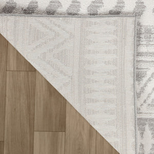 HomeRoots 5' Gray and Cream Abstract Distressed Area Rug - Modern, Stain-Resistant, Perfect for Any Room 7' X 10' 559010