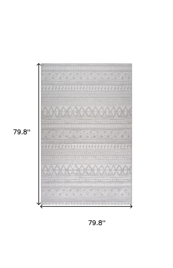 HomeRoots 5' Gray and Cream Abstract Distressed Area Rug - Modern, Stain-Resistant, Perfect for Any Room 7' X 10' 559010