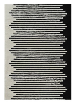 Homeroots 4' X 6' Cream And Black Abstract Distressed Area Rug  Polypropylene 559012