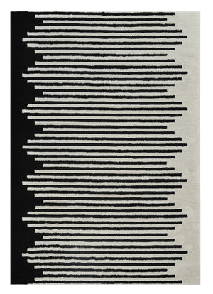 Homeroots 4' X 6' Cream And Black Abstract Distressed Area Rug  Polypropylene 559012
