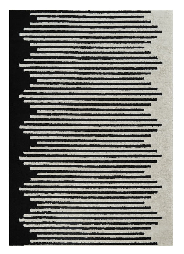 Homeroots 4' X 6' Cream And Black Abstract Distressed Area Rug  Polypropylene 559012