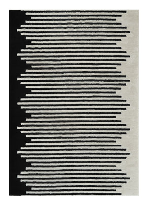 Homeroots 5' X 8' Cream And Black Abstract Worn Faded Area Rug  Polypropylene 559013