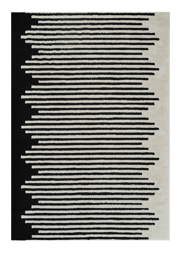 Homeroots 5' X 8' Cream And Black Abstract Worn Faded Area Rug  Polypropylene 559013