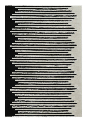 HomeRoots 4' Cream and Black Abstract Distressed Area Rug – Modern Style, Plush Comfort, Durable for Homes 7' X 10' 559014