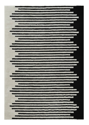 HomeRoots 4' Cream and Black Abstract Distressed Area Rug – Modern Style, Plush Comfort, Durable for Homes 7' X 10' 559014