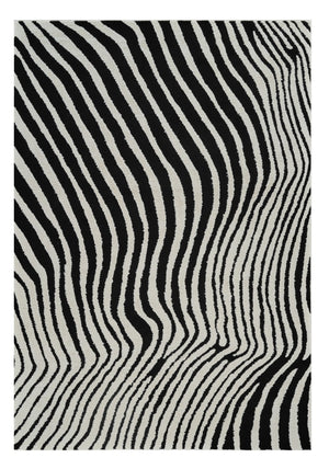 HomeRoots 4' Cream and Black Abstract Distressed Area Rug - Durable, Stylish, Easy-Care Flooring for Homes 5' X 8' 559017