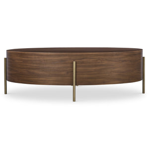 Bernhardt Bernhardt Morrison Solid Walnut Oval Cocktail Table with Slim Champagne Steel Legs 559019