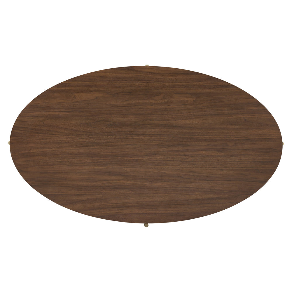 Bernhardt Bernhardt Morrison Solid Walnut Oval Cocktail Table with Slim Champagne Steel Legs 559019