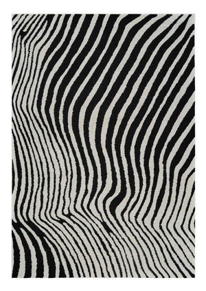 Homeroots 8' X 11' Cream And Black Abstract Distressed Area Rug  Polypropylene 559019