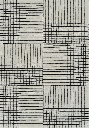 Homeroots 7' X 10' Cream And Black Abstract Distressed Area Rug  Polypropylene 559022