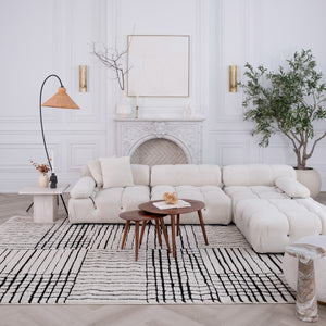 Homeroots 8' X 11' Cream And Black Abstract Distressed Area Rug  Polypropylene 559023