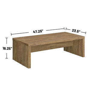 English Elm Rectangular Farmhouse Coffee Table with Rustic Engineered Wood Finish, Sturdy Center Brace and Warm Tone Mango color B016P370581