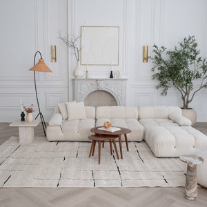 HomeRoots 4' Cream and Green Abstract Distressed Area Rug - Soft, Stylish, Stain-Resistant Design for Any Room 7' X 10' 559026