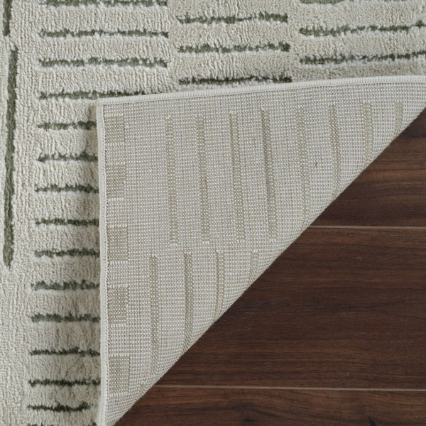 HomeRoots 4' Cream and Green Abstract Distressed Area Rug - Soft, Stylish, Stain-Resistant Design for Any Room 7' X 10' 559026