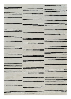 Homeroots 4' X 6' Cream And Black Abstract Distressed Area Rug  Polypropylene 559028