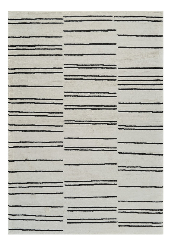 Homeroots 5' X 8' Cream And Black Abstract Worn Faded Area Rug  Polypropylene 559029