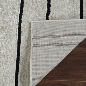 Homeroots 5' X 8' Cream And Black Abstract Worn Faded Area Rug  Polypropylene 559029