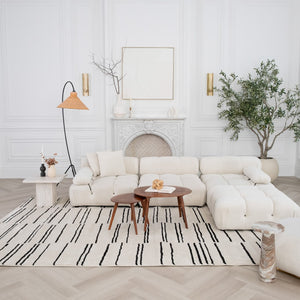 Homeroots 7' X 10' Cream And Black Abstract Distressed Area Rug  Polypropylene 559030