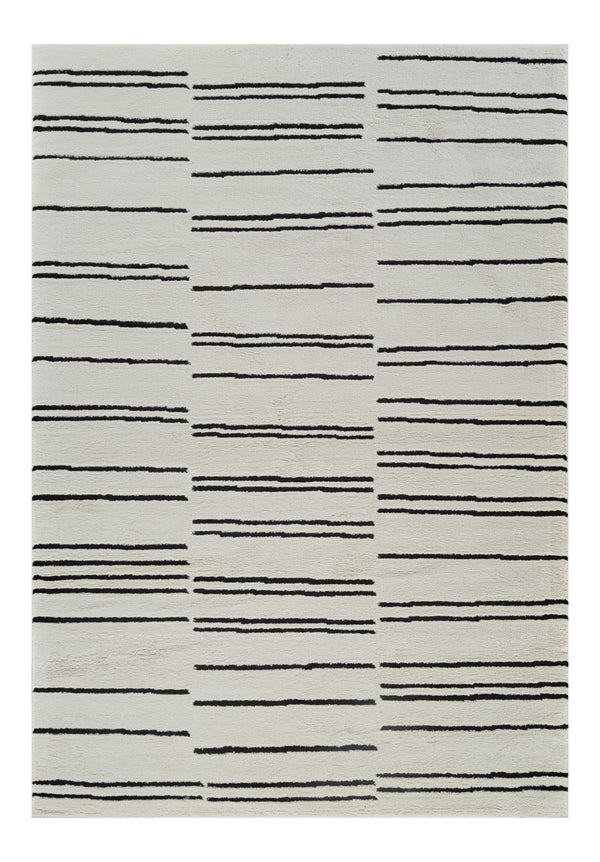Homeroots 8' X 11' Cream And Black Abstract Distressed Area Rug  Polypropylene 559031