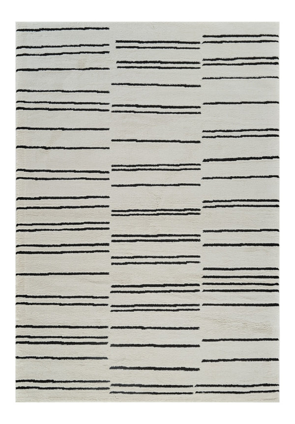 Homeroots 8' X 11' Cream And Black Abstract Distressed Area Rug  Polypropylene 559031