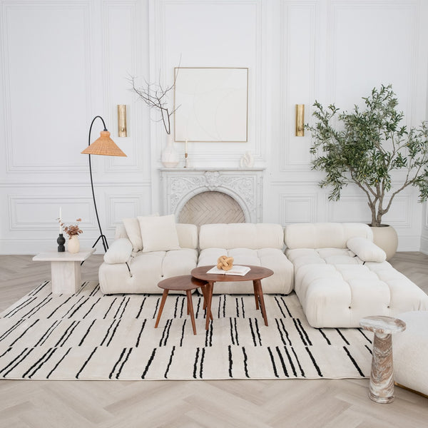 Homeroots 8' X 11' Cream And Black Abstract Distressed Area Rug  Polypropylene 559031