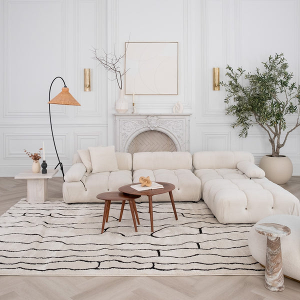 Homeroots 5' X 8' Cream And Black Abstract Distressed Area Rug  Polypropylene 559033