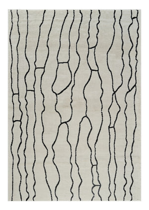 Homeroots 5' X 8' Cream And Black Abstract Distressed Area Rug  Polypropylene 559033