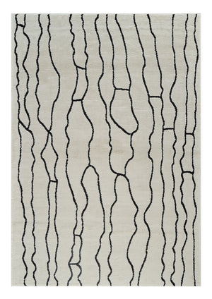 Homeroots 5' X 8' Cream And Black Abstract Distressed Area Rug  Polypropylene 559033