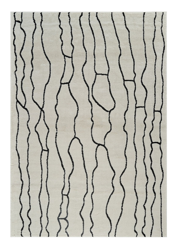 Homeroots 7' X 10' Cream And Black Abstract Distressed Area Rug  Polypropylene 559034