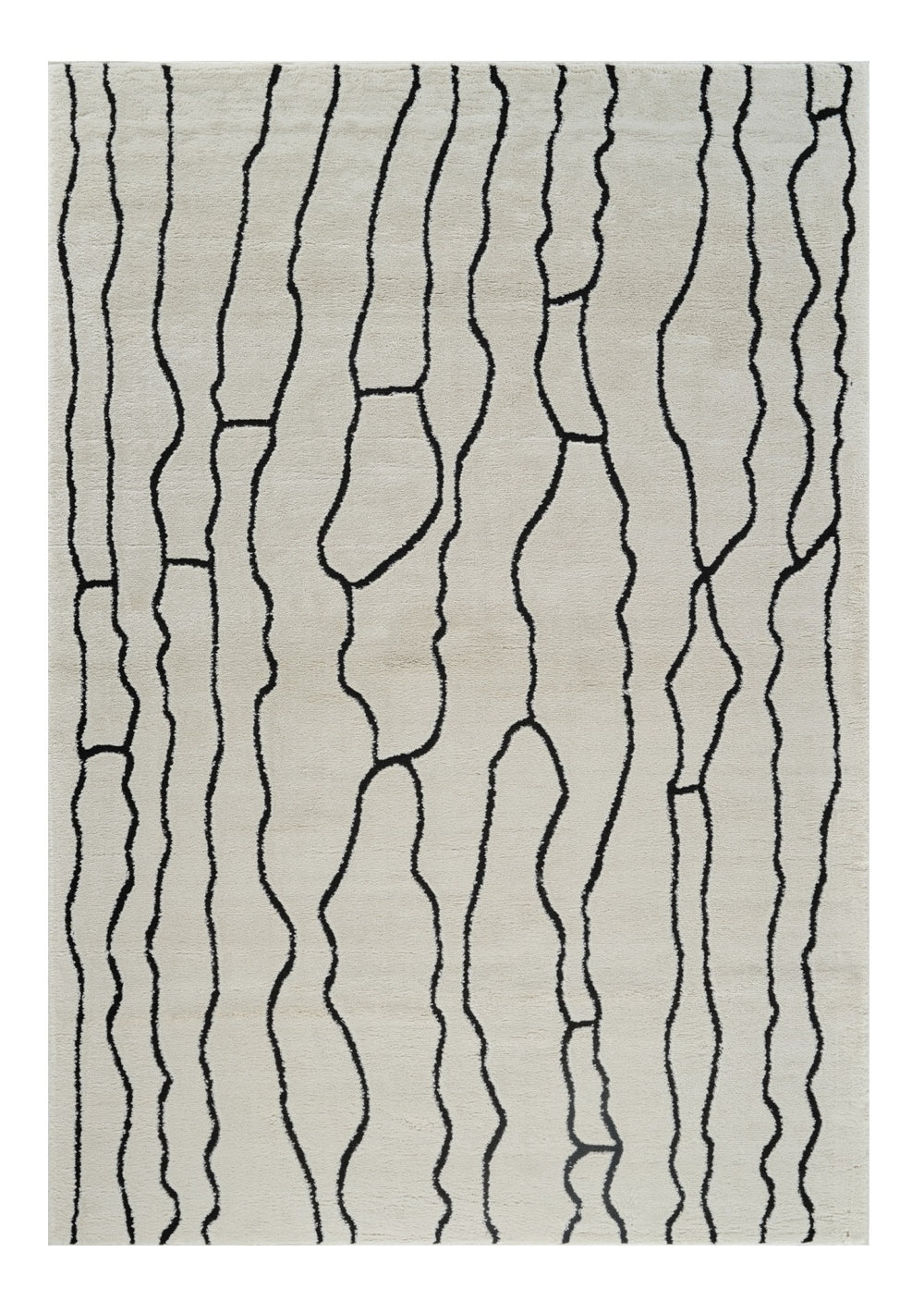 Homeroots 7' X 10' Cream And Black Abstract Distressed Area Rug  Polypropylene 559034