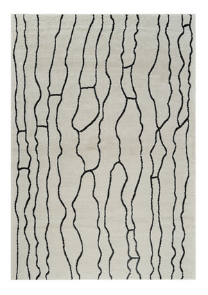 Homeroots 7' X 10' Cream And Black Abstract Distressed Area Rug  Polypropylene 559034