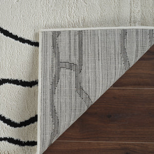 Homeroots 8' X 11' Cream And Black Abstract Distressed Area Rug  Polypropylene 559035