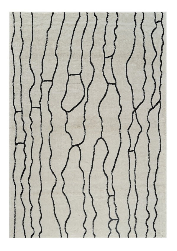 Homeroots 8' X 11' Cream And Black Abstract Distressed Area Rug  Polypropylene 559035
