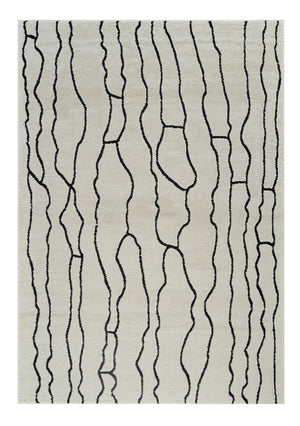 Homeroots 8' X 11' Cream And Black Abstract Distressed Area Rug  Polypropylene 559035