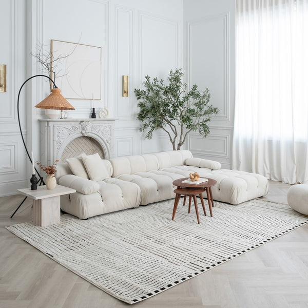 Homeroots 8' X 11' Cream And Black Abstract Distressed Area Rug  Polypropylene 559039