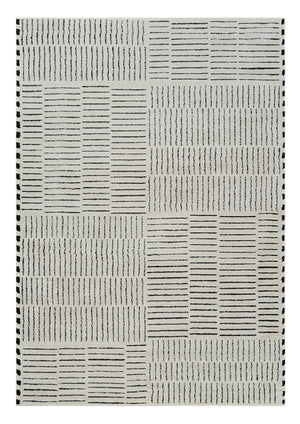 Homeroots 8' X 11' Cream And Black Abstract Distressed Area Rug  Polypropylene 559039