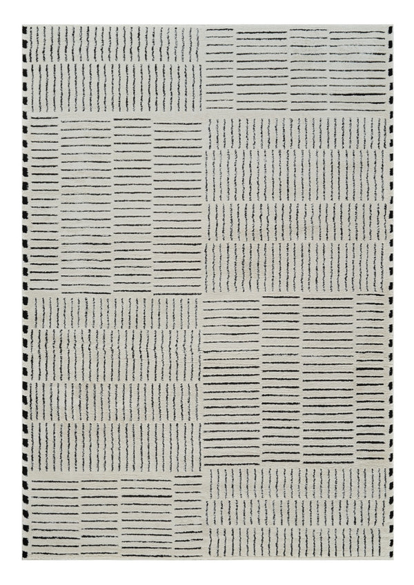 Homeroots 8' X 11' Cream And Black Abstract Distressed Area Rug  Polypropylene 559039