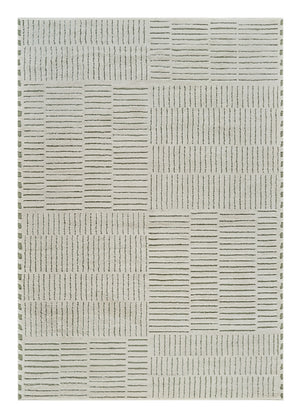 Homeroots 4' X 6' Cream And Green Abstract Distressed Area Rug  Polypropylene 559040