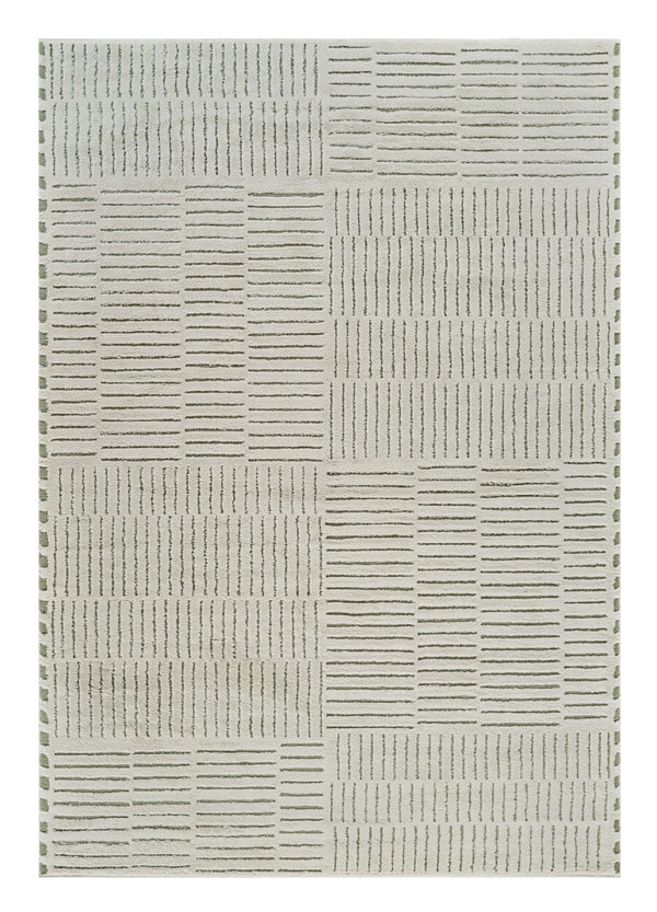 Homeroots 4' X 6' Cream And Green Abstract Distressed Area Rug  Polypropylene 559040