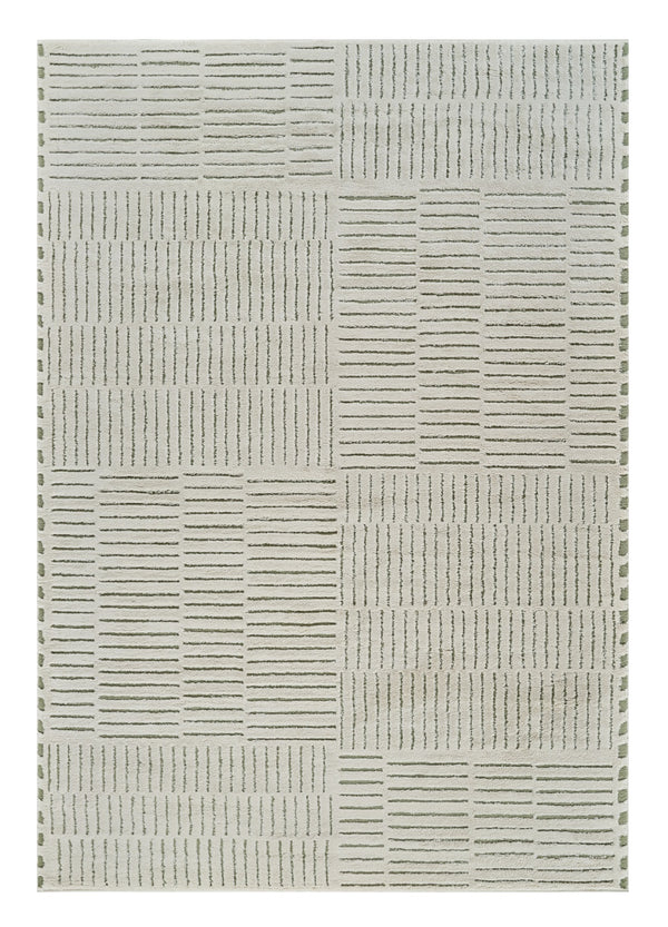 Homeroots 4' X 6' Cream And Green Abstract Distressed Area Rug  Polypropylene 559040